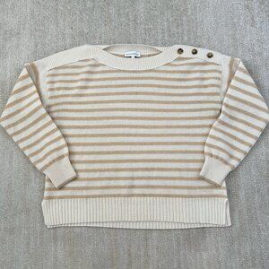 Revolve White + Warren Cashmere Stripe Sweater L